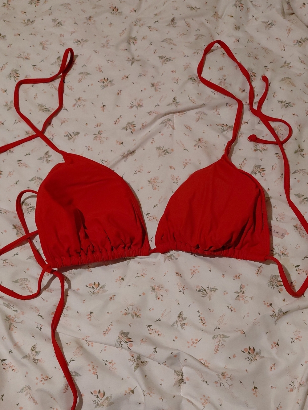 Women's Red Tie-Back Triangle Bikini Top